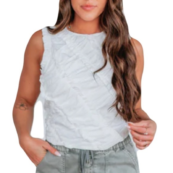 NWT Heyson Women’s Nerina Double Lined Rouched Sleeveless Top - Ivory Med - Picture 2 of 7